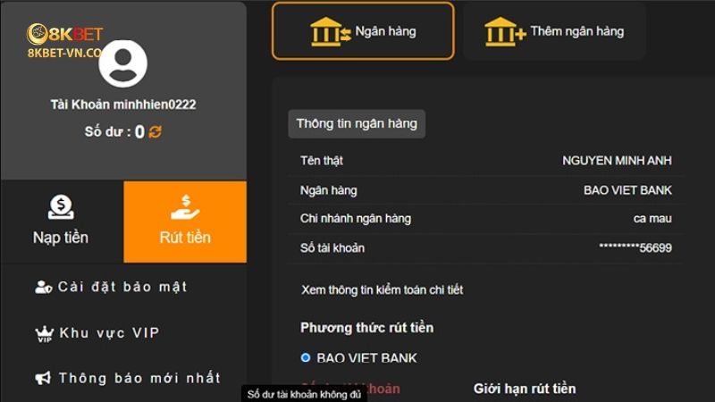 Cách Rút Tiền 8kbet Nhanh Gọn, Thành Công, Nhận Tiền Sau 3 Phút 3 huong dan rut tien 8kbet thanh cong
